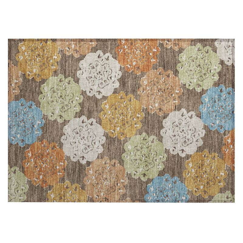 Machine Washable Indoor/ Outdoor Global Motif Chantille Rug