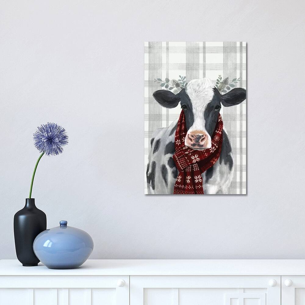 iCanvas "Yuletide Cow I" by Victoria Borges Canvas Print