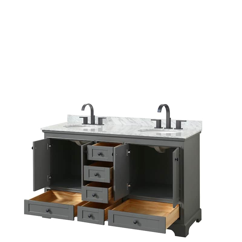 Deborah 60-inch Dark Gray Double Vanity, Oval Sinks, No Mirrors
