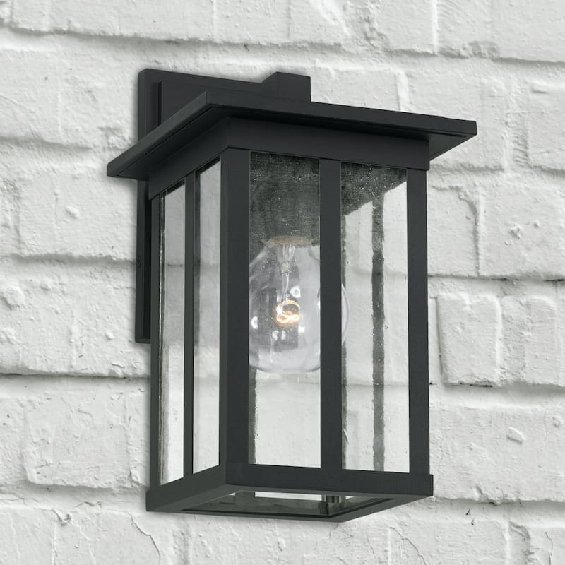 Barrett 7" 1-light Outdoor Wall Lantern w/ Antiqued Glass