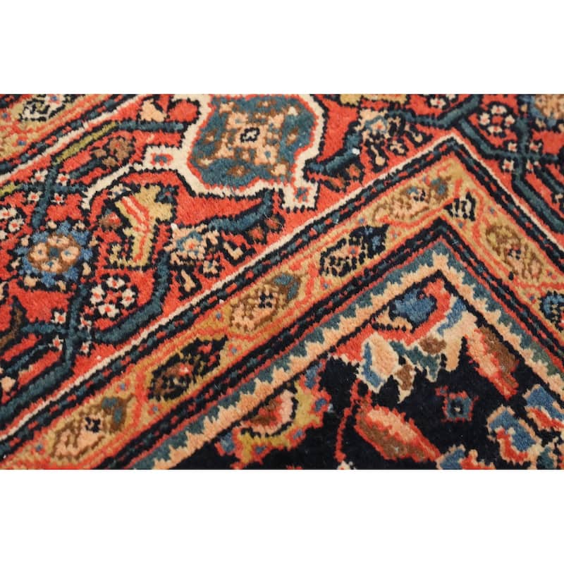 Hand Knotted Oriental 100% Wool Carpet Traditional Floral Navy Blue & Blues Sarouk Area Rug - 6' 10'' X 4' 5''
