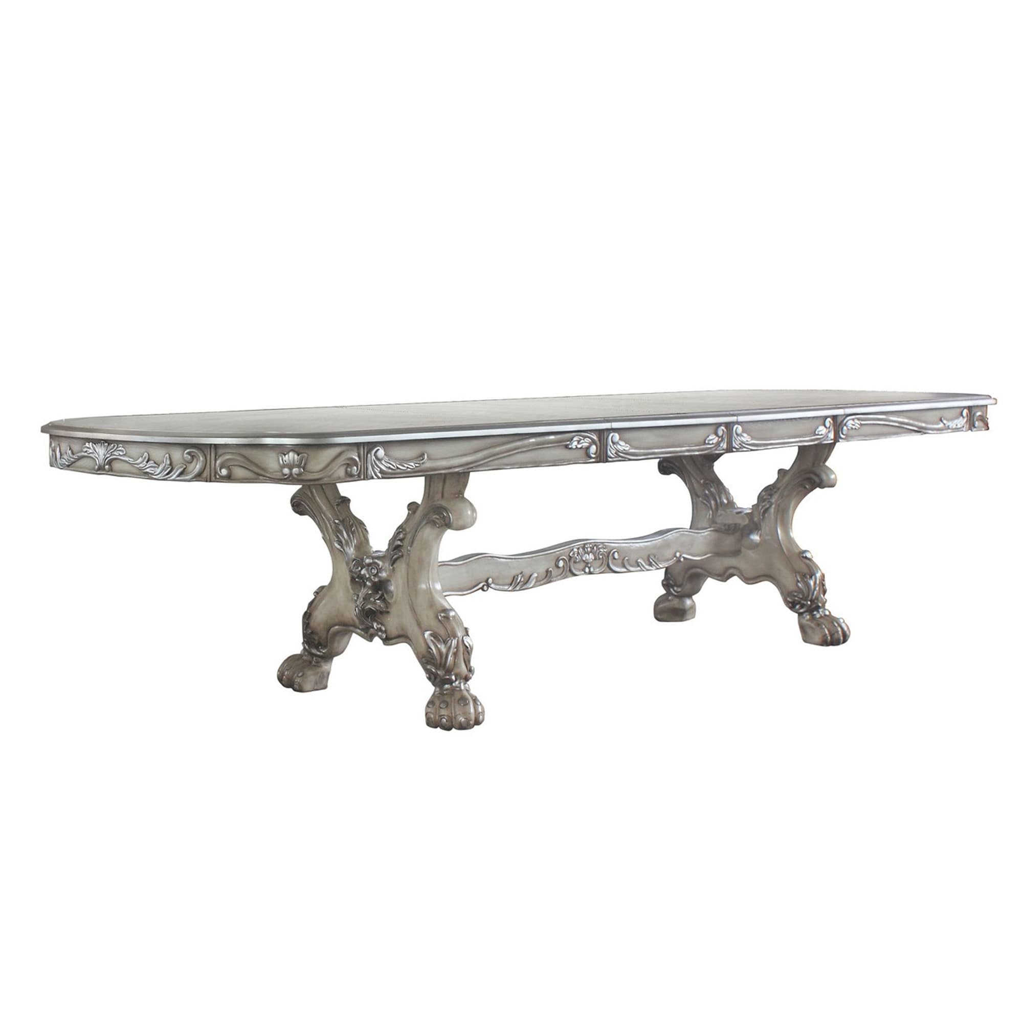 Benjara 94 Inch Wooden Dining Table with Trestle Base, Bone White