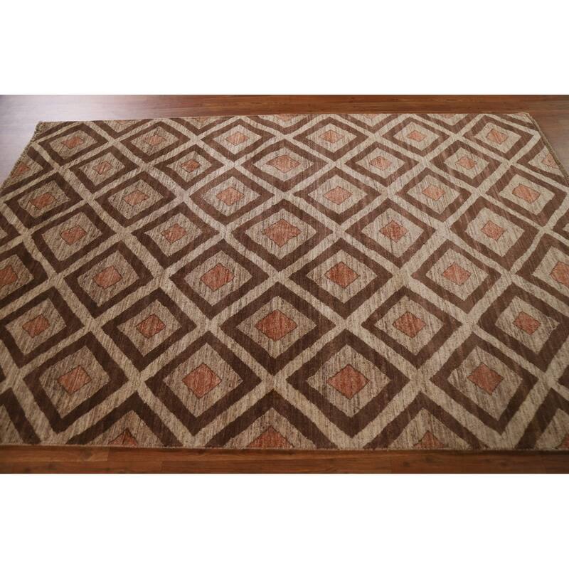 Geometric Gabbeh Kashkoli Oriental Area Rug Hand-knotted Wool Carpet - 5'2" x 7'10"