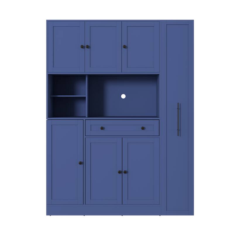 52.8" Buffet Cabinet with Hutch - Kitchen Pantry Storage with Pull-Out Side Cabinet, Shelves & Drawers - Sideboard Cupboard