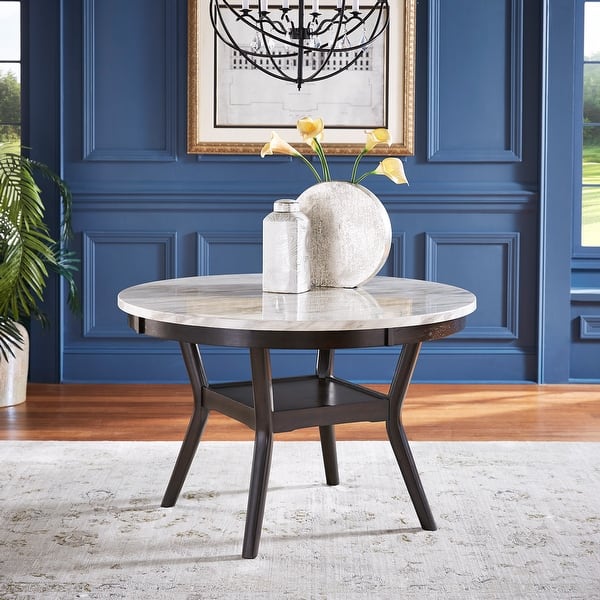 slide 2 of 9, Balmforth White Faux Marble Round Dining Table by iNSPIRE Q Classic