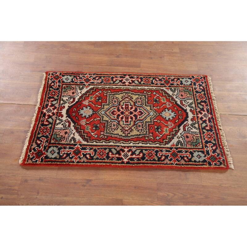 Heriz Serapi Indian Accent Rug Handmade Wool Carpet - 2'0" x 3'0"
