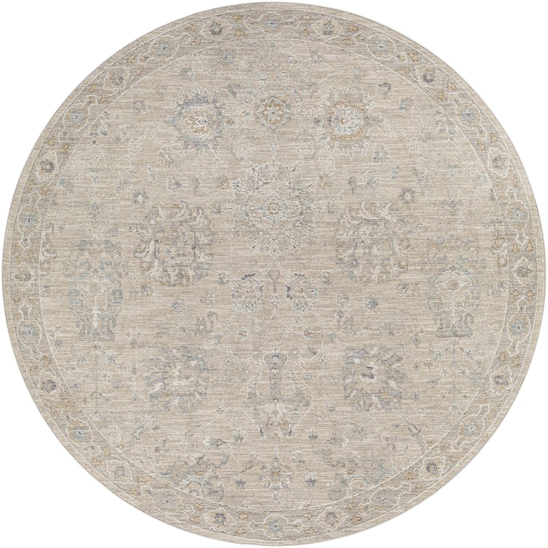 Livabliss Avant Garde Updated Traditional Medallion Area Rug - Beige - 6'7" x 6'7" Round