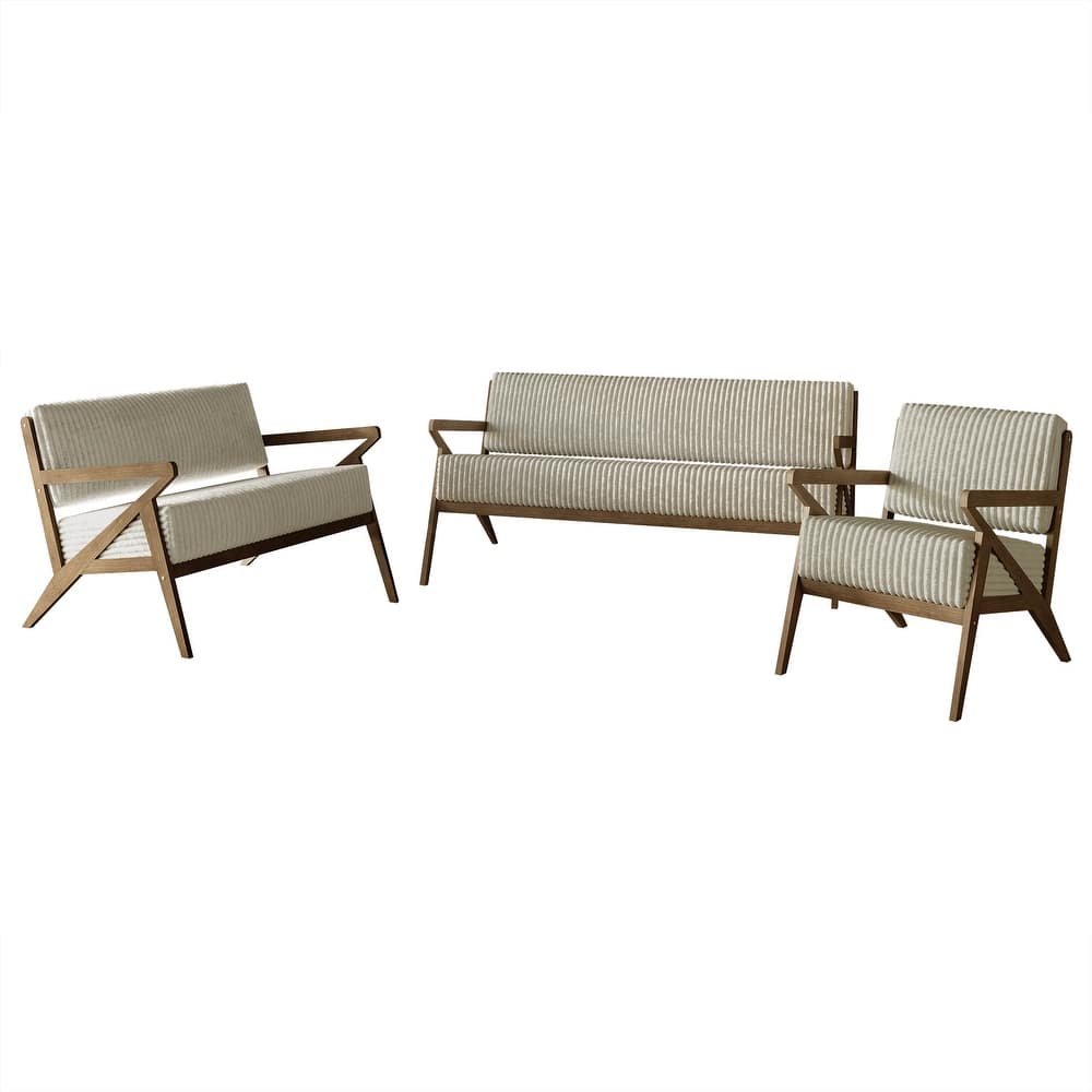 CraftPorch Chic Modern Velvet 3-Piece Upholstered Living Room Set