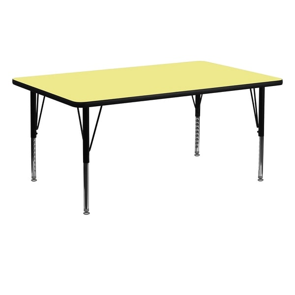 Offex 30"W x 72"L Rectangular Activity Table with Yellow Thermal Fused Laminate Top and Height Adjustable Pre-School Leg - N/A