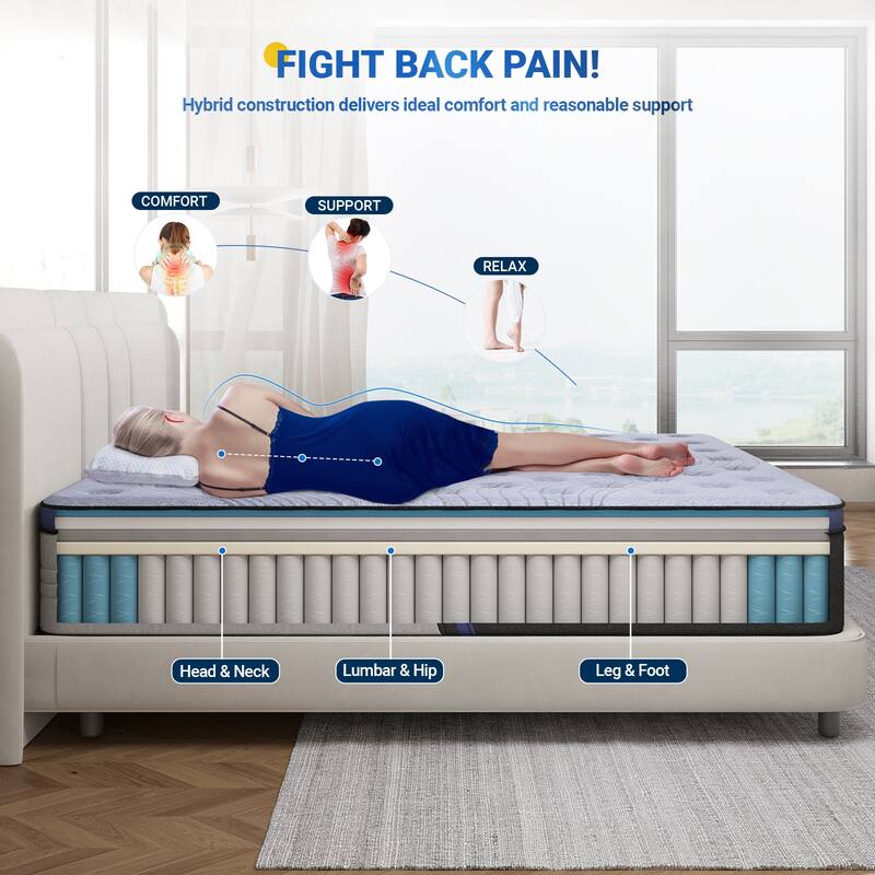 Avenco Hybrid Mattress 10 Inch Medium Firm Mattress in a Box, Pocket Innerspring for Motion Isolation