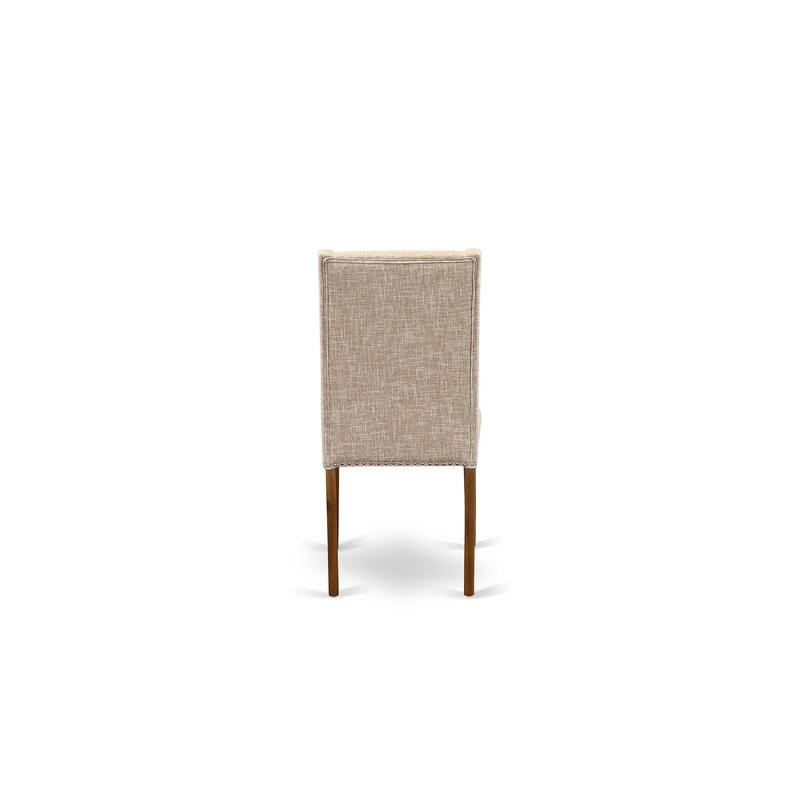 East West Furniture 11 Piece Dinette Set- a Dining Table with Removable Leaf and 10 Linen Fabric Dining Chairs(Finish Options)