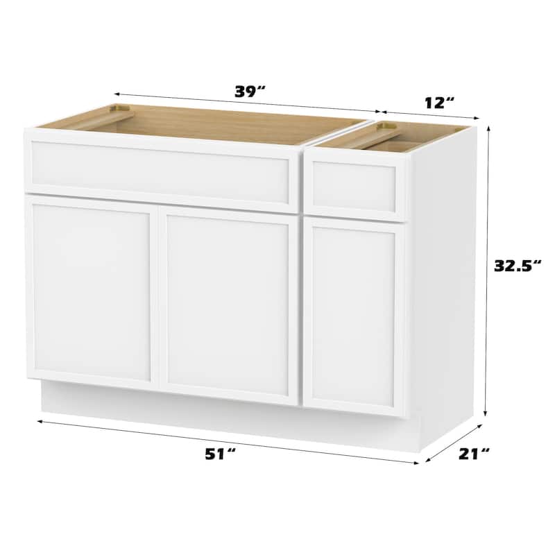 Vanity Art 51" Birch Freestanding Bathroom Vanity Cabinet without Top