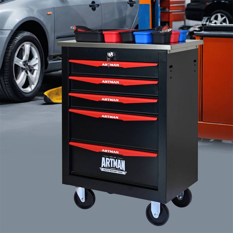 4/5/6/7 Metal Drawers Tool Cart with Wheels for Garage Workshop