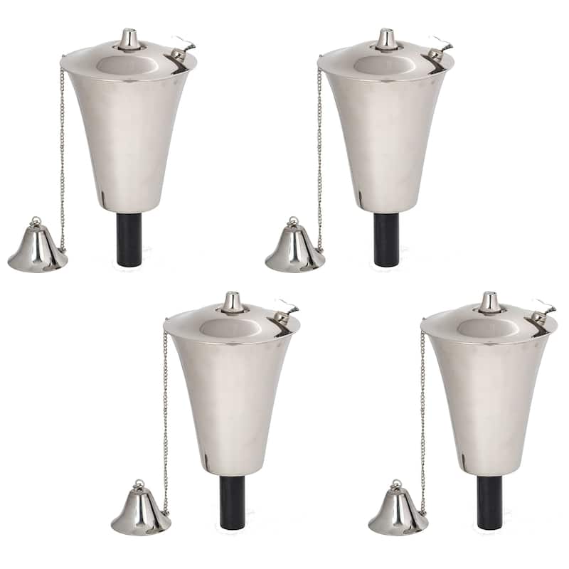 Kona Style Tiki Torch - Smooth Nickel - 4 Pack