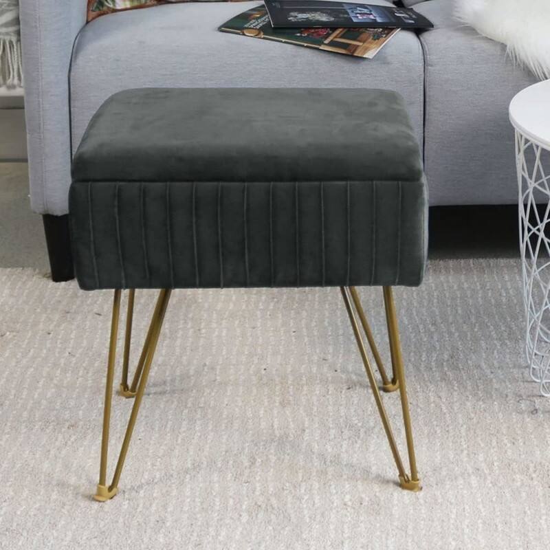 With Storage Small Ottoman - Grey
