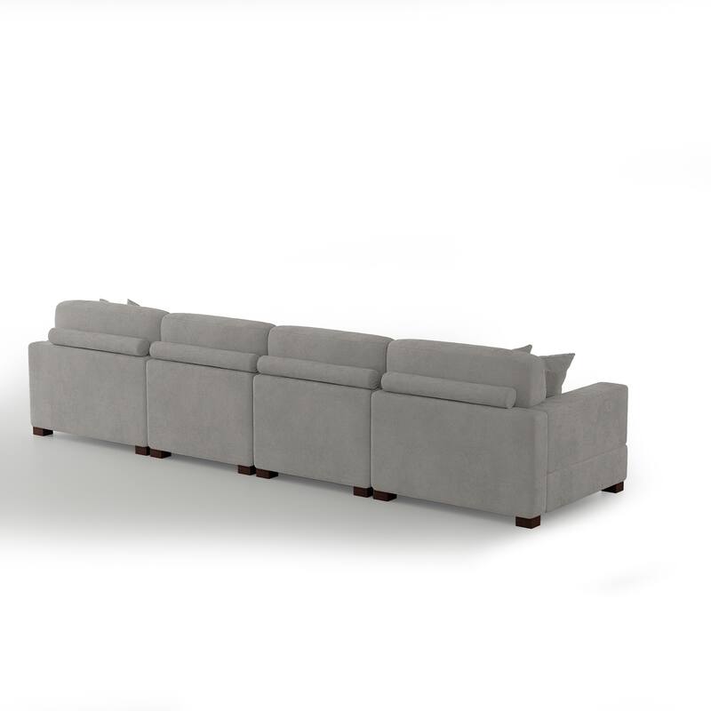 Modern Oversized Chenille Modular Sectional Sofa with Ottoman