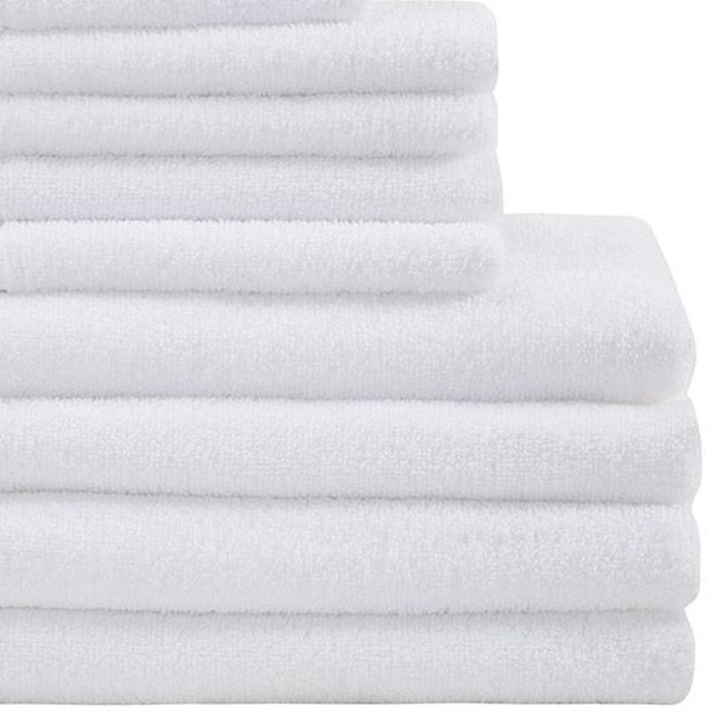 HomeRoots Set of Twelve White Cotton Quick Dry Towel Set - 52.00' X '28.00' X '0.02