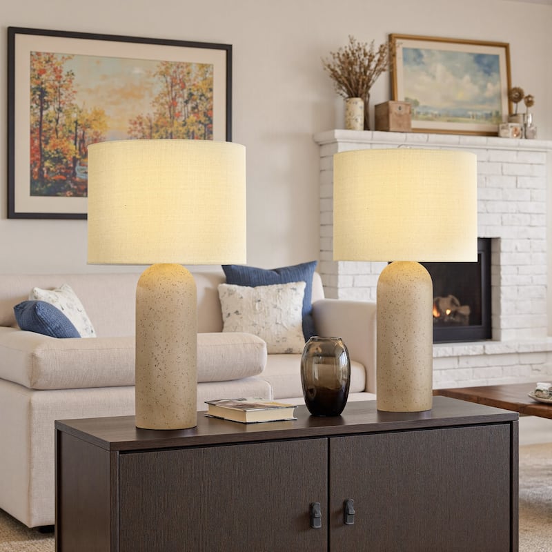2-Pack 26"H Ceramic Accent Table Lamp with Linen Shade - Cone Shade - Soil-Resin