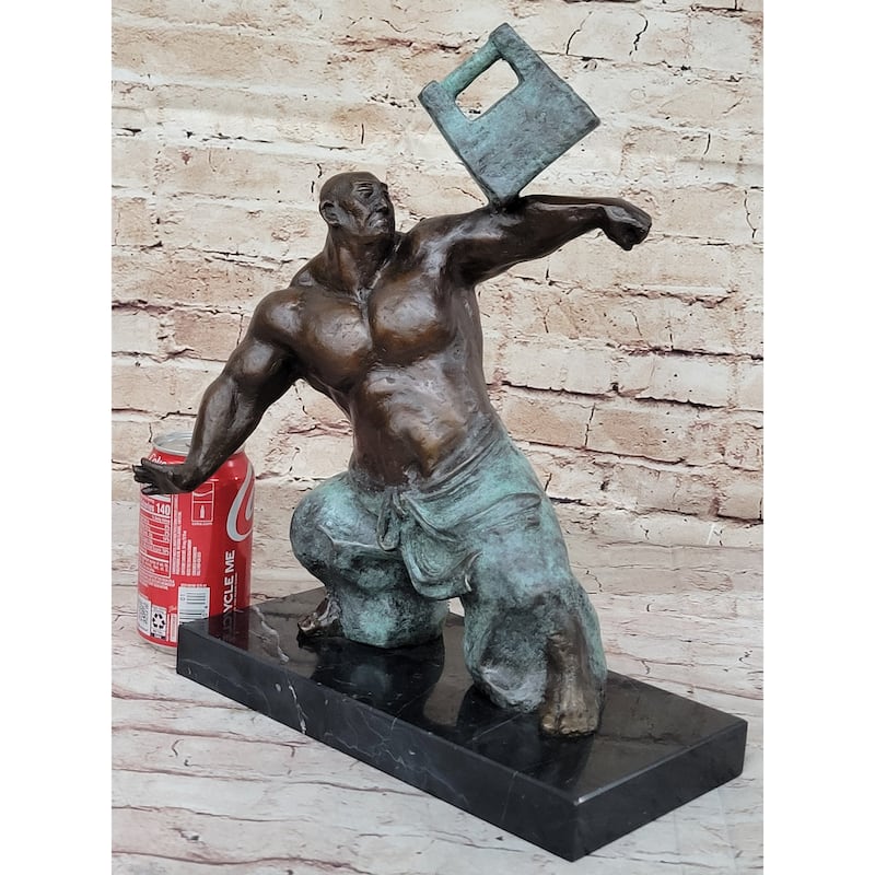 Abstract Tai Chi Shaolin Monk Balancing Weights - Original Bronze Sculpture By Milo