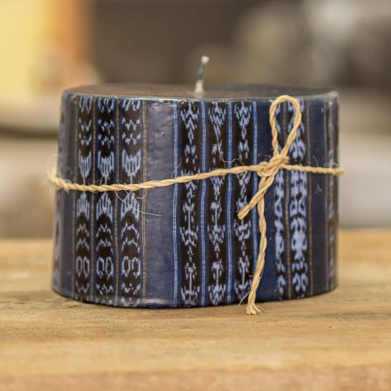 Novica Handmade Santa Catarina Palopo Blue Pillar Candle
