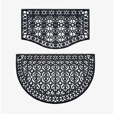 A1HC Rubber Grill Matching Doormat Set, For Front, Patio & Garage Entrance, Heavy Duty for Indoor Outdoor