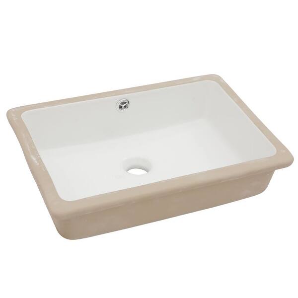 LORDEAR 18 in. Undermount Bathroom Vessel Sink Modern Rectangle Porcelain Ceramic Lavatory Vanity Bathroom Sink in Pure White