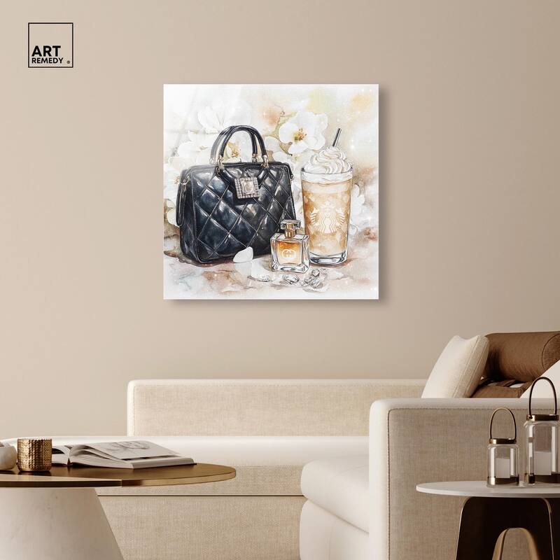 Trinkets and White Floral Acrylic by Art Remedy, Ready to Hang