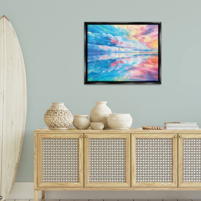 Stupell Prismatic Rainbow Sunset Framed Floater Canvas Wall Art Design By Michael Ward