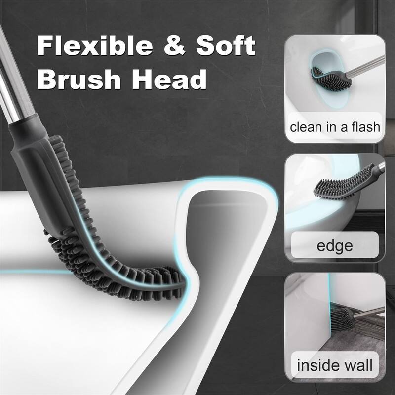 Bathroom Trash Can with Toilet Brush - White - 12.2 x 6.3 x 12.9