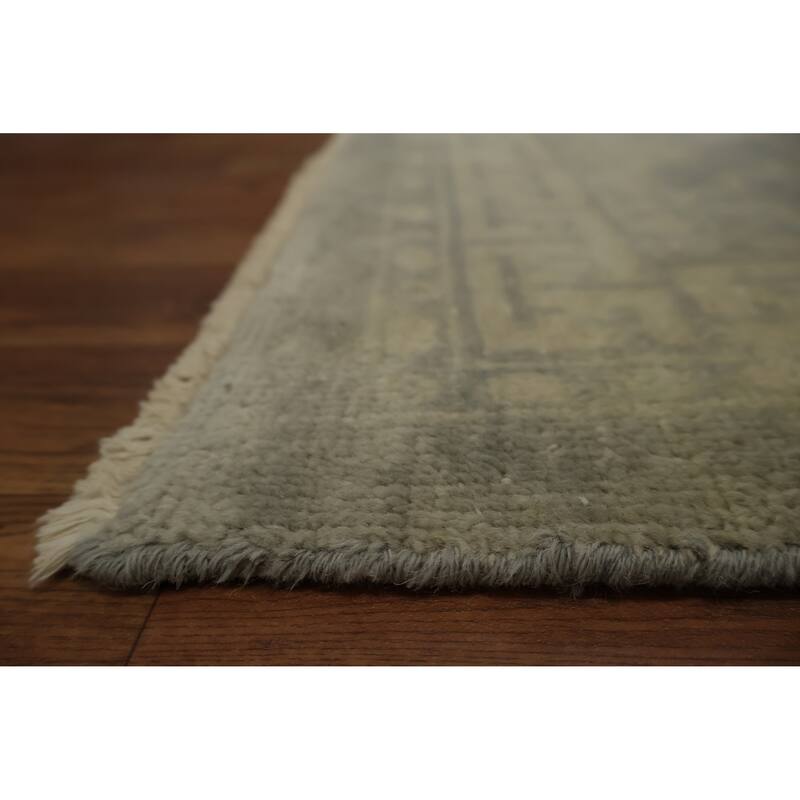 Hand Knotted Oriental 100% Wool Carpet Transitional All-Over Greys & Charcoal Khotan Area Rug - 9' 11'' X 8' 4''