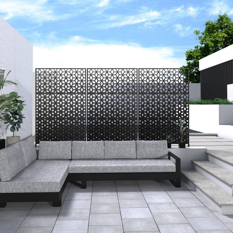 Metal Privacy Screen Wall Decoration Free Standing-6.3 ft. H X 4 ft. W