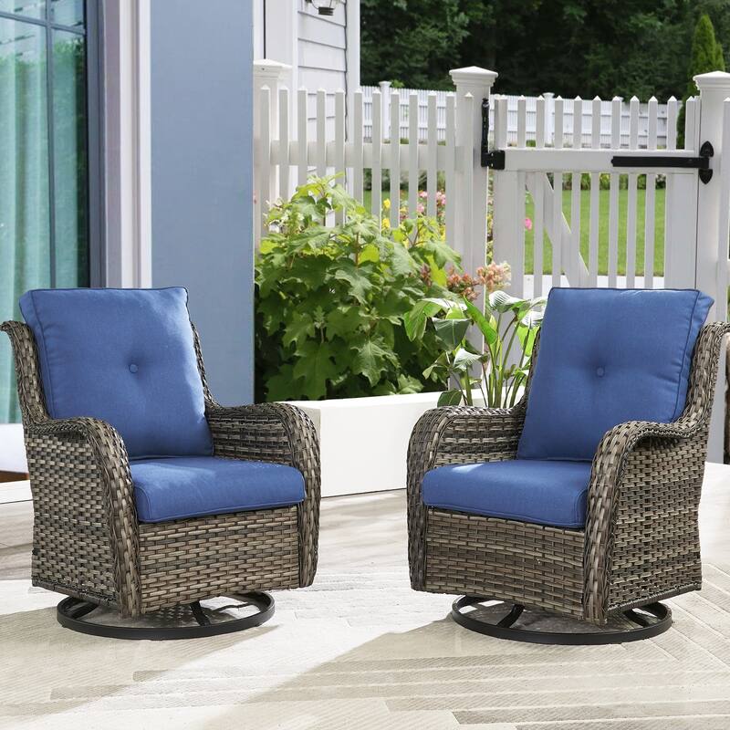Gymojoy Wicker Swivel Glider Chair with Water-Resistant Olefin Cushions