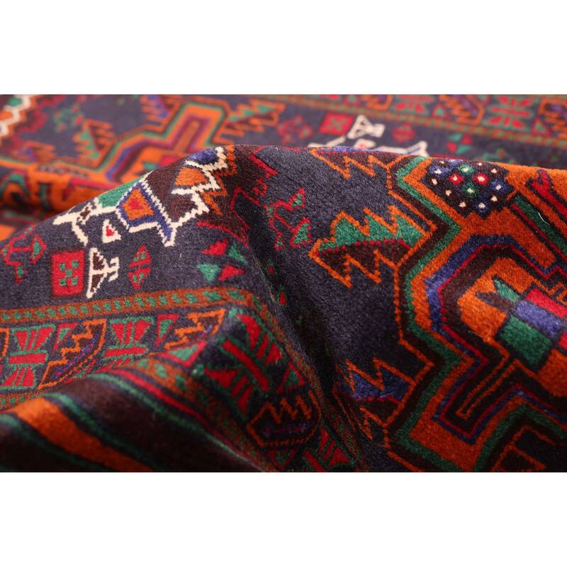 ECARPETGALLERY Hand-knotted Teimani Dark Navy Wool Rug - 3'10 x 6'5