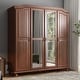 preview thumbnail 14 of 18, Palace Imports 100% Solid Wood Kyle 4-Door Wardrobe Armoire with Solid Wood or Mirrored Doors Mocha-Mirror