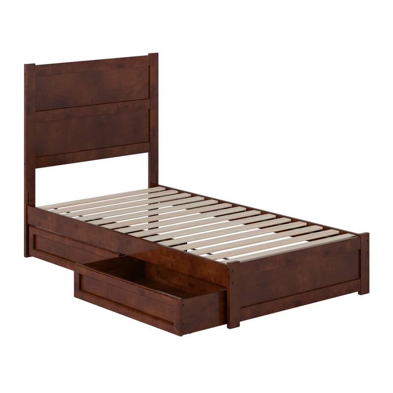 Aveline Wood Platform Bed with Matching Footboard & Storage Drawers