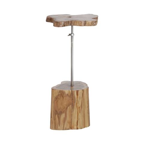 22 Natural Teak and Silver Wine Side Table