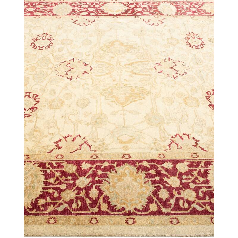 Overton Handknotted Wool Traditional Oriental Ivory Area Rug - 6' x 9'