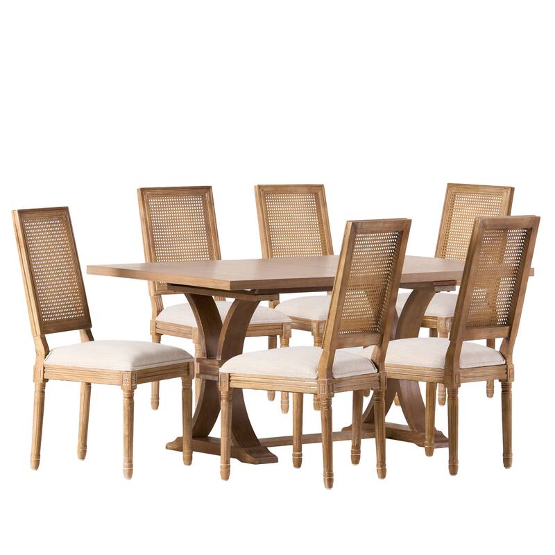 Pampas Wood and Cane Dining Set by Christopher Knight Home
