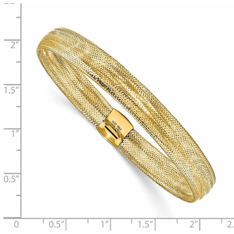 Curata 14k Yellow Gold Polished Mesh Stretch Bracelet