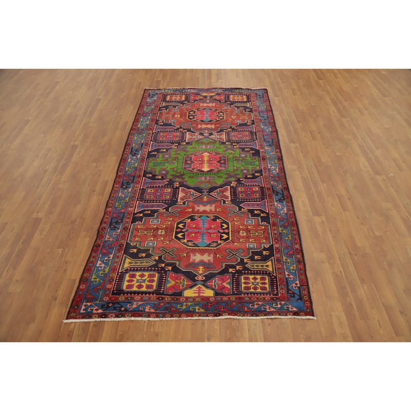 Hand Knotted Oriental 100% Wool Carpet Traditional Tribal Multi-Colored Meshkin Area Rug - 10' 0'' X 5' 1''