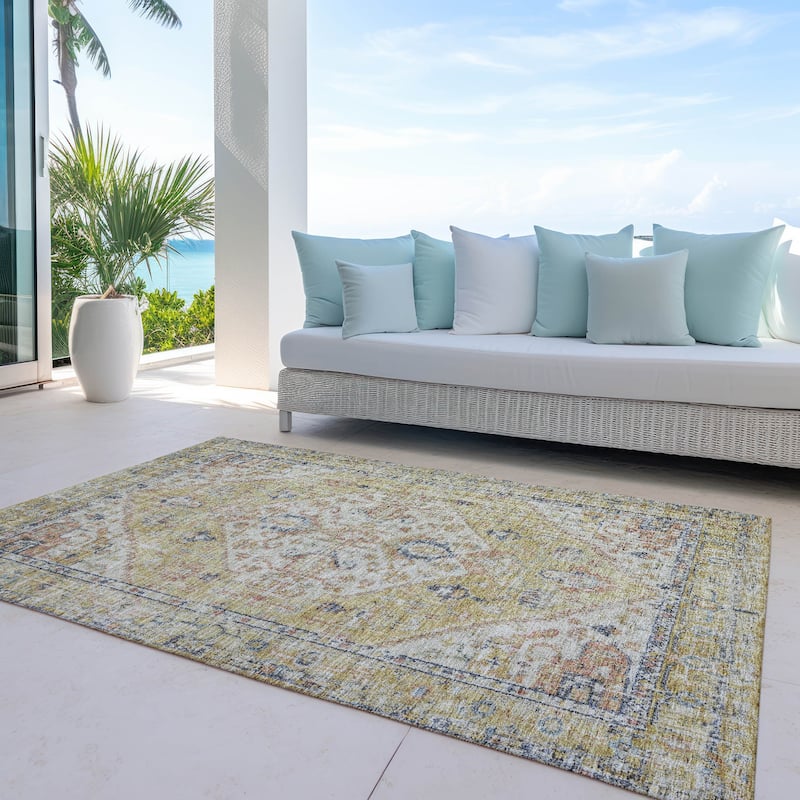 Machine Washable Indoor/ Outdoor Vintage Traditional Chantille Rug