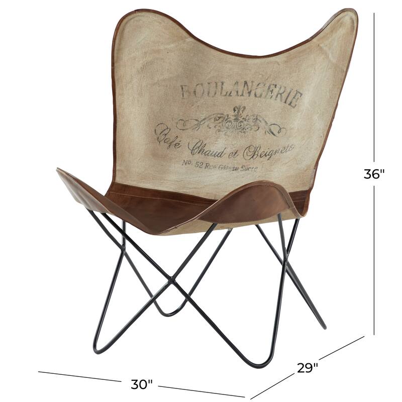 White, Gray, Brown, Light Brown or Brown Beige Leather Handmade Butterfly Chair with Black Stand
