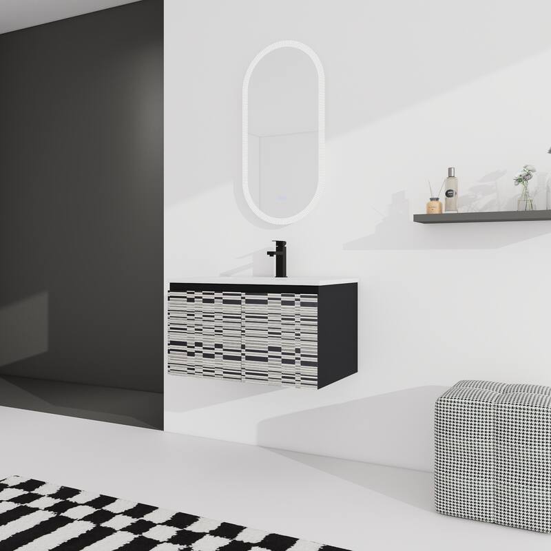 30" Floating Wall-Mounted Bathroom Vanity with Soft-Close Door Hinges, Ceramic Sink & Ample Storage