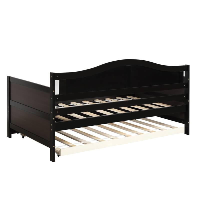 Arched Backrest Daybed Wood Slat Support Sofa Bed with 2 Drawers or Trundle Bed, Classic Twin Daybed Frame
