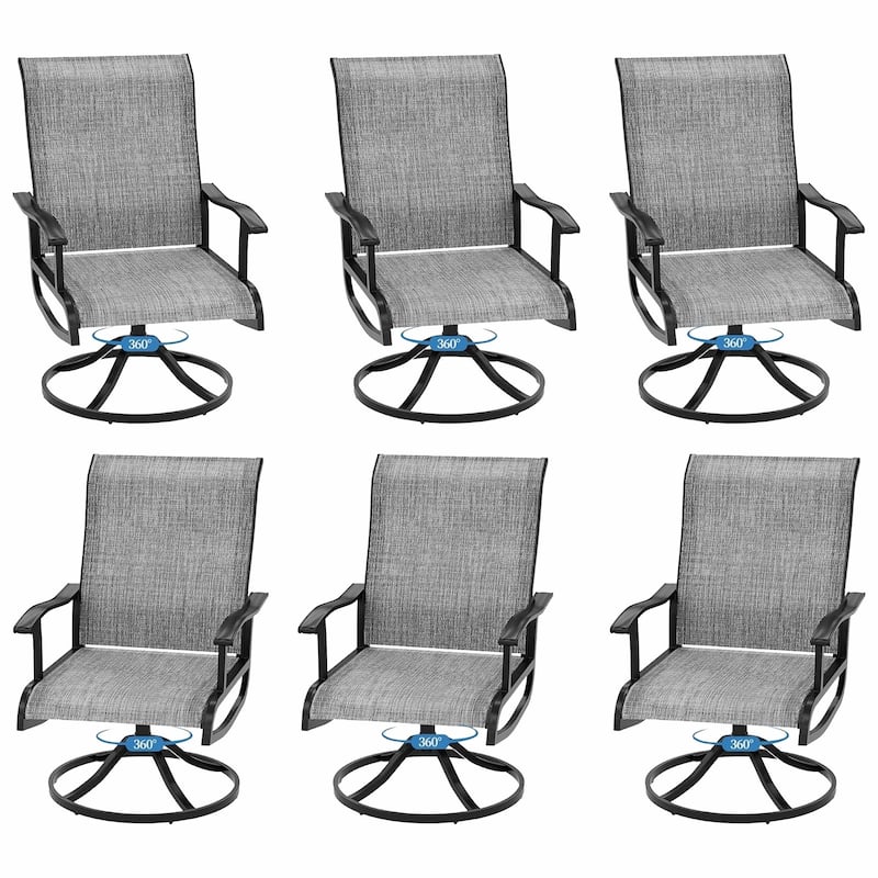 Outdoor Swivel Patio Dining Chairs Set of 2/4/6/8, All Weather Patio Textilene Chair High Back Outdoor Swivel Rocker Set