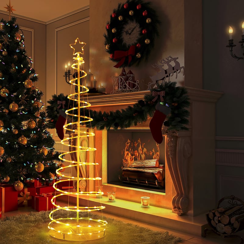 Gymax 6FT Retractable Spiral Christmas Tree Smart Decor Tree w/ 135