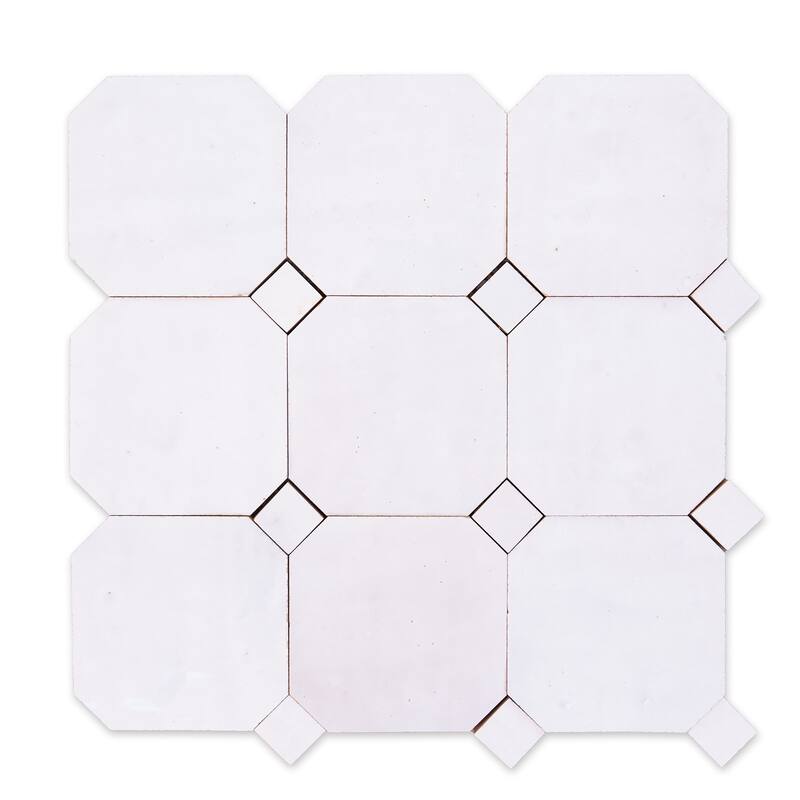 Contemporary Zellige Panels,12''x12''x0.5'', White and White Accents - Samplepiece