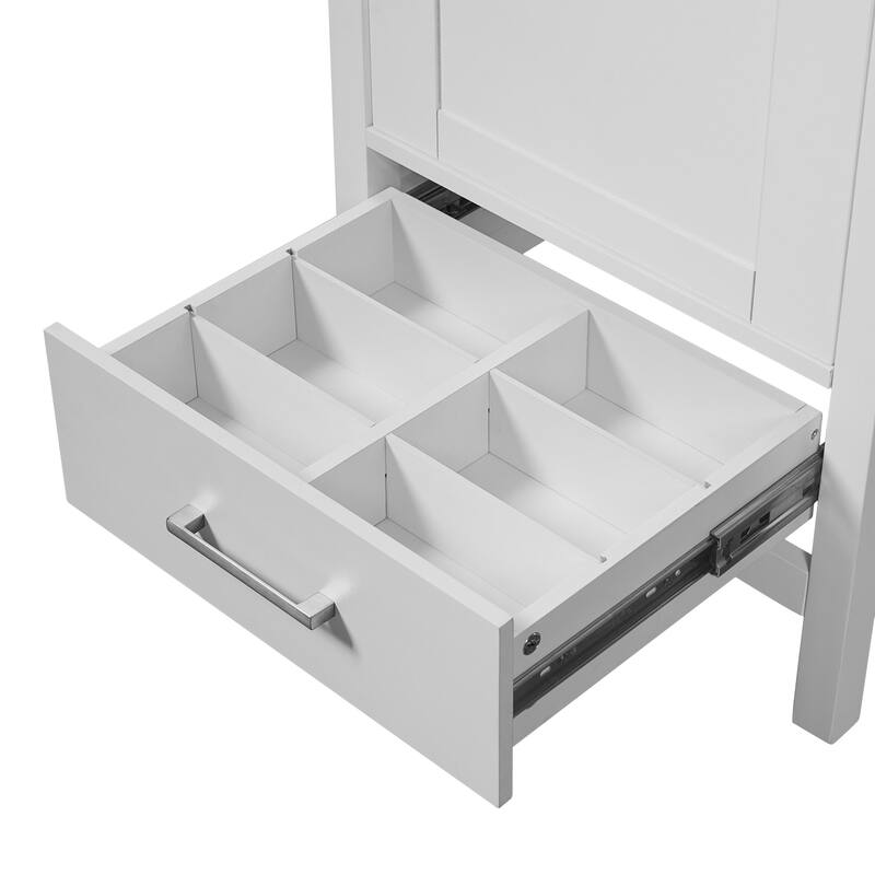 Modern Bathroom Vanity with Ceramic Sink - Soft-Close Drawers, Door Organizer, Divider Drawer