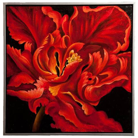Framed Stretched Lily I Square Oil Painting 29" x 29"
