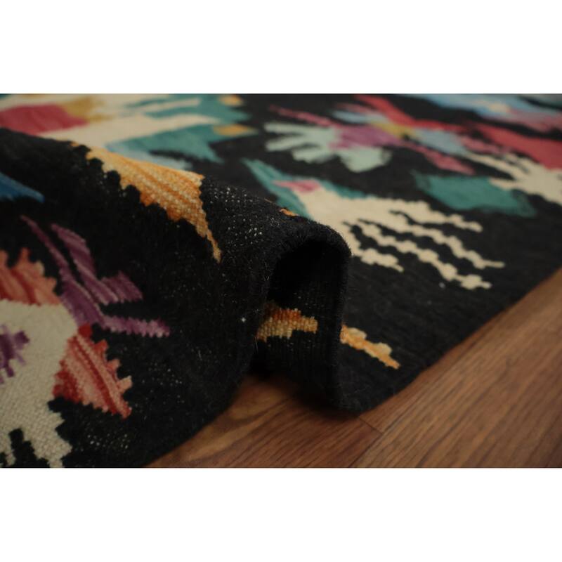 Hand Woven Oriental 100% Wool Carpet Southwestern Tribal Multi-Colored Kilim Area Rug - 8' 6'' X 5' 8''